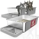 Caja de arena para gatos de acero inoxidable sin tapa
