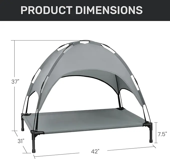 Cama elevada para perros con toldo