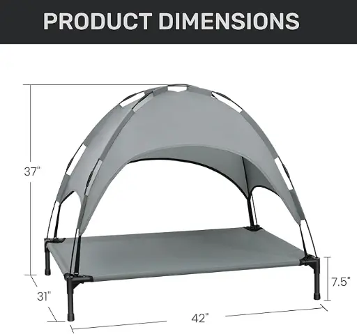 Cama elevada para perros con toldo